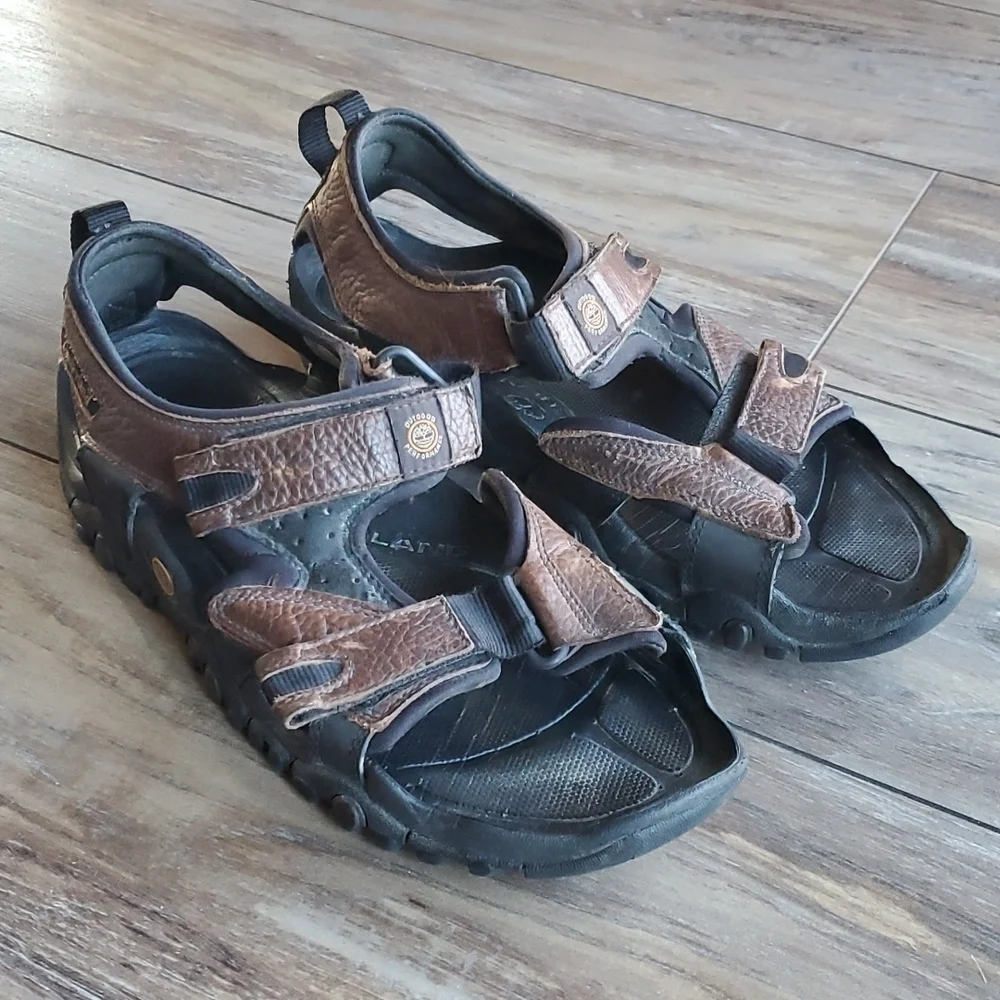 Timberland Mens Leather Outdoor Hiking Sandals Shoes sz 11M hook&loop